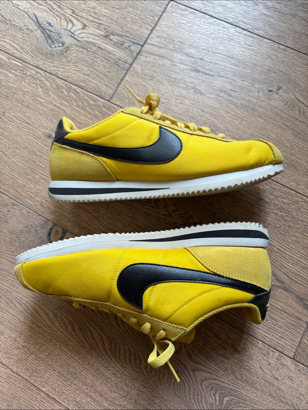 Nike Cortez Yellow Sneakers with Black Swoosh - Picture 2 of 6